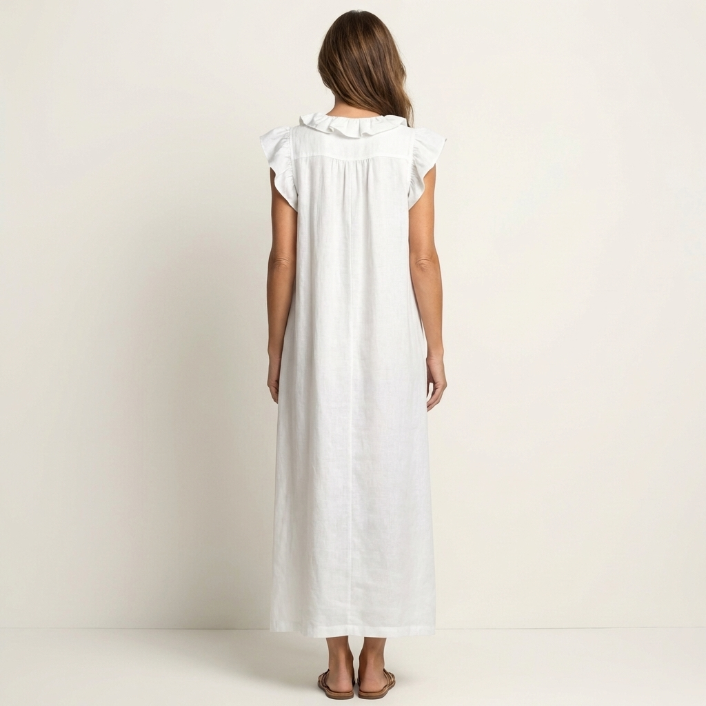 Anita | Robe longue à col en V et volants