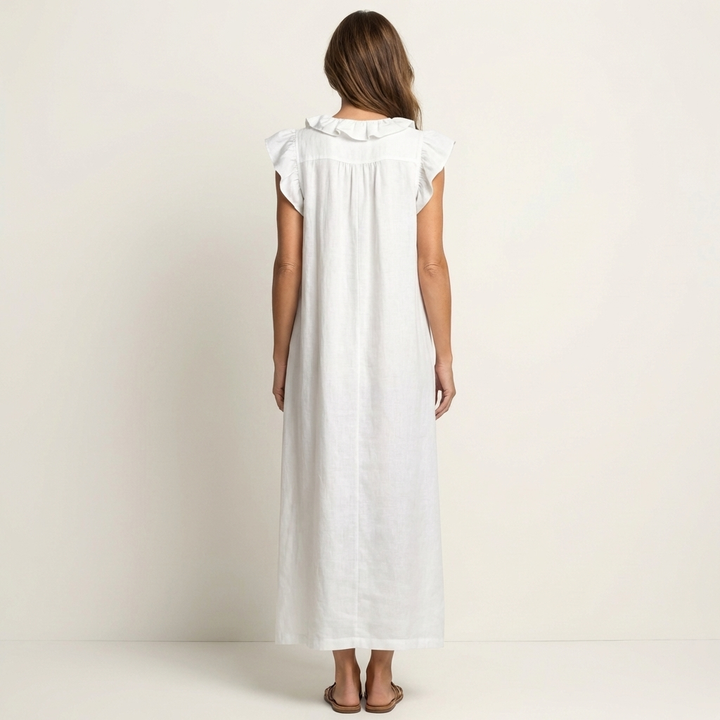 Anita | Robe longue à col en V et volants