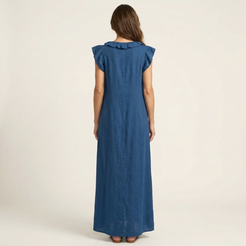 Anita | Robe longue à col en V et volants