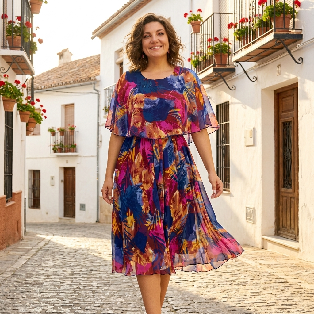 Aitana | Robe Midi à Imprimé Vibrant