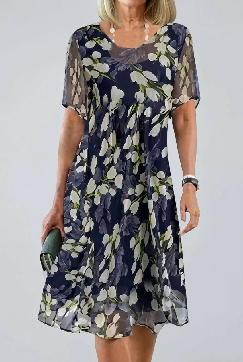 Elisa - Robe en mousseline florale élégante