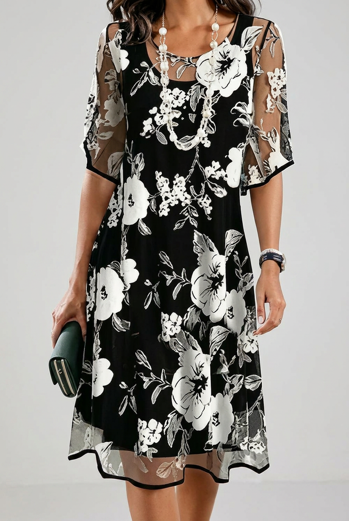 Elisa - Robe en mousseline florale élégante