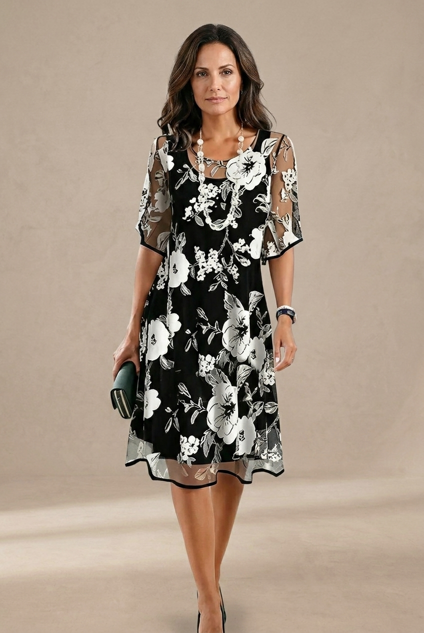 Elisa - Robe en mousseline florale élégante