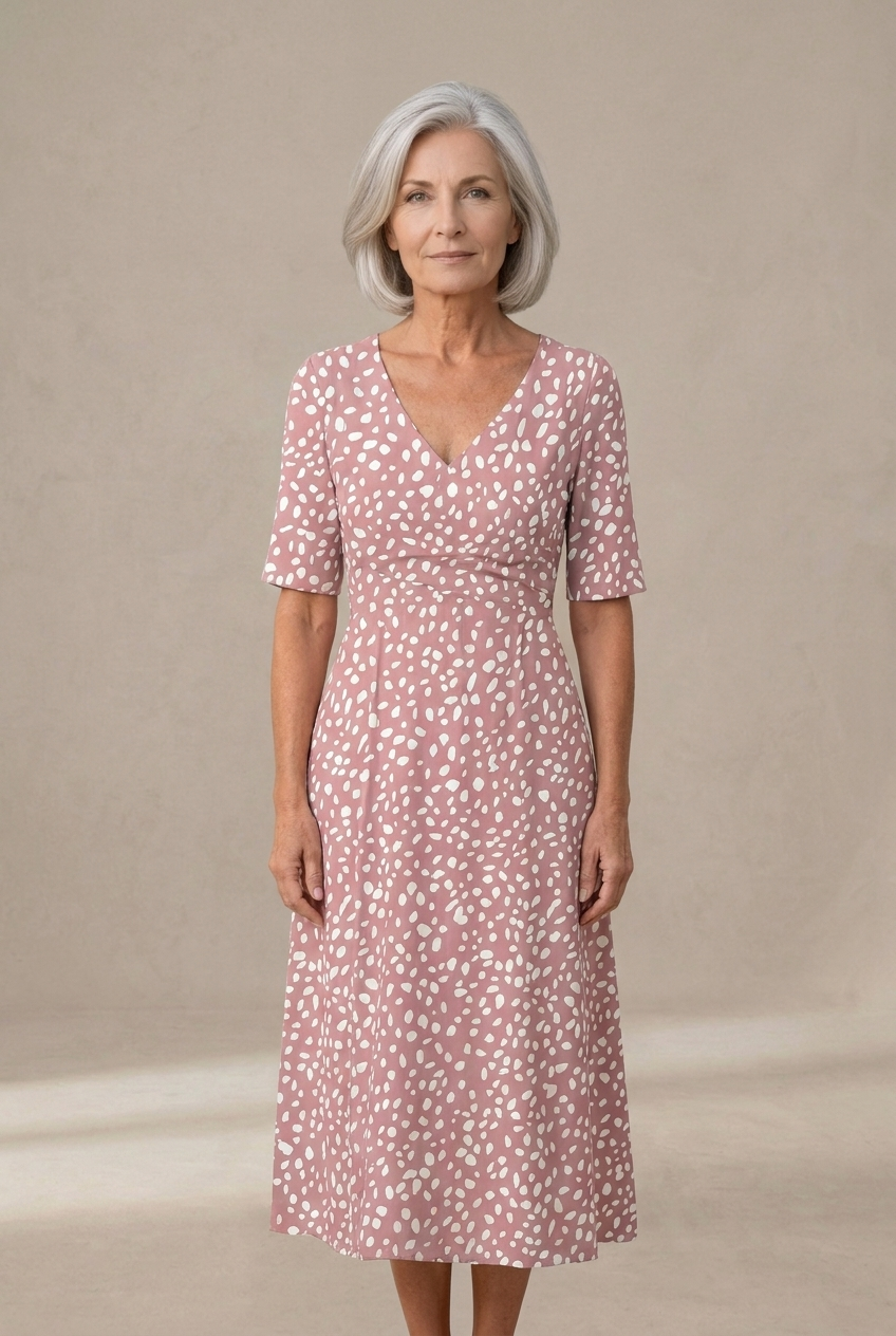 Colette | Robe midi fluide à pois avec effet affinant