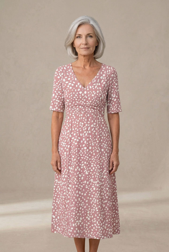 Colette | Robe midi fluide à pois avec effet affinant