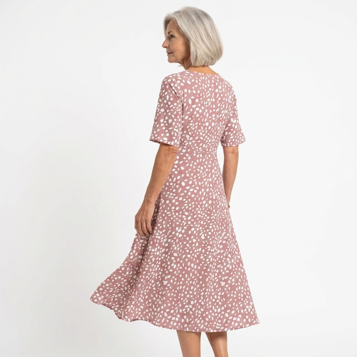 Colette | Robe midi fluide à pois avec effet affinant
