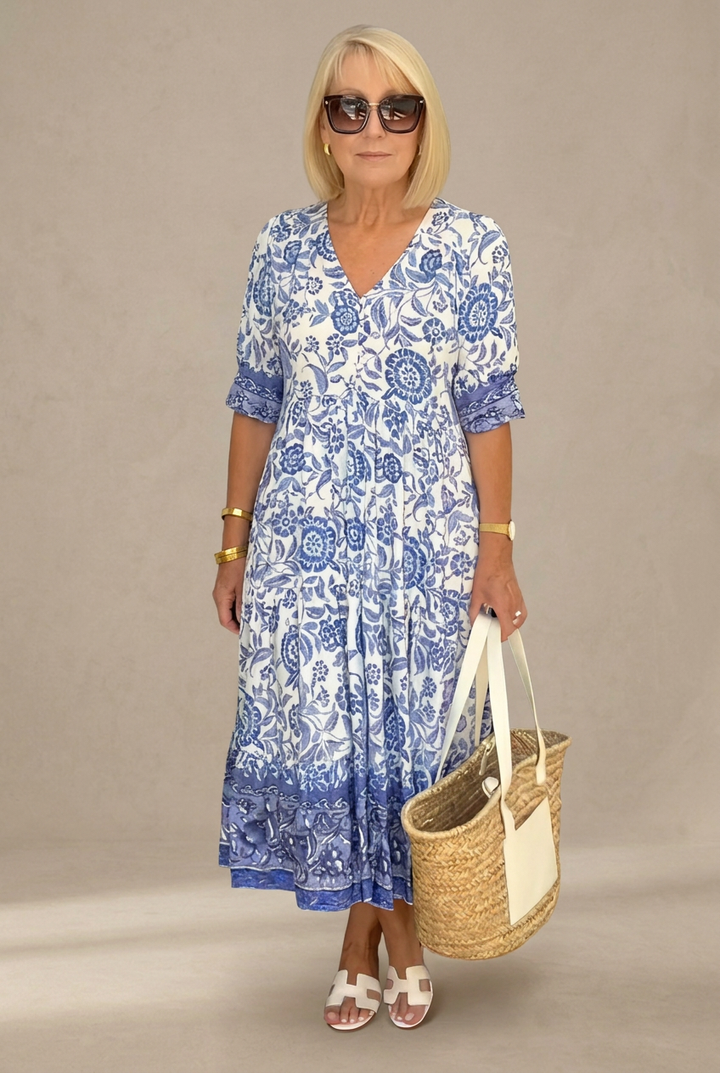 Rocío | Robe maxi florale élégante avec décolleté en V