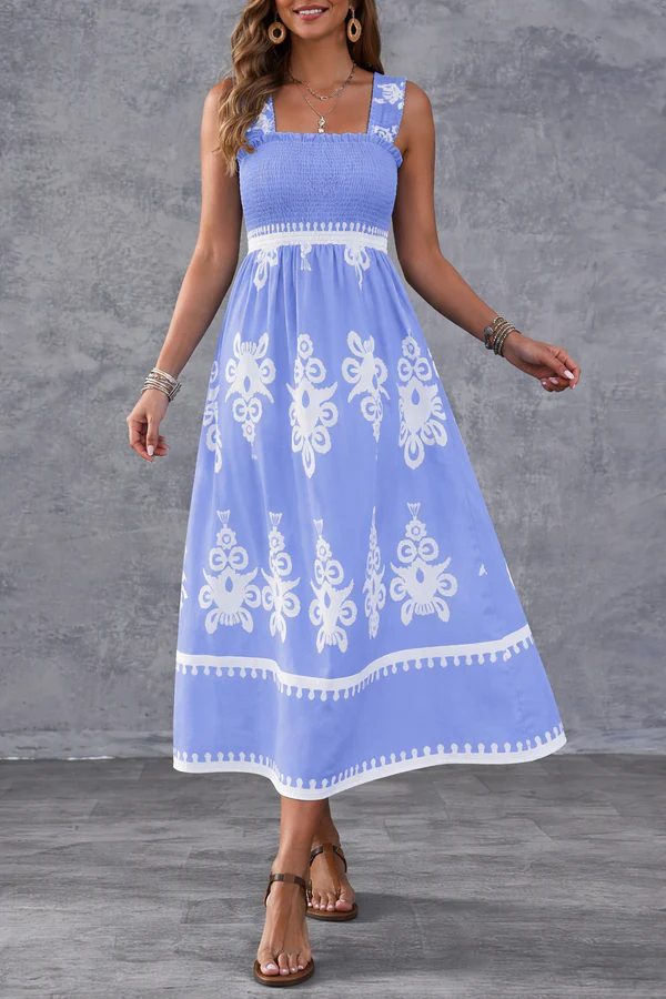 Martina | Robe maxi à imprimé artistique et taille élastique