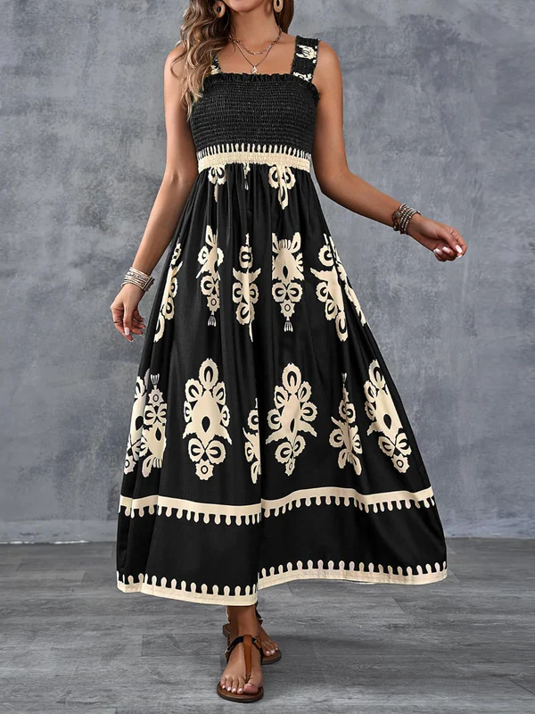 Martina | Robe maxi à imprimé artistique et taille élastique