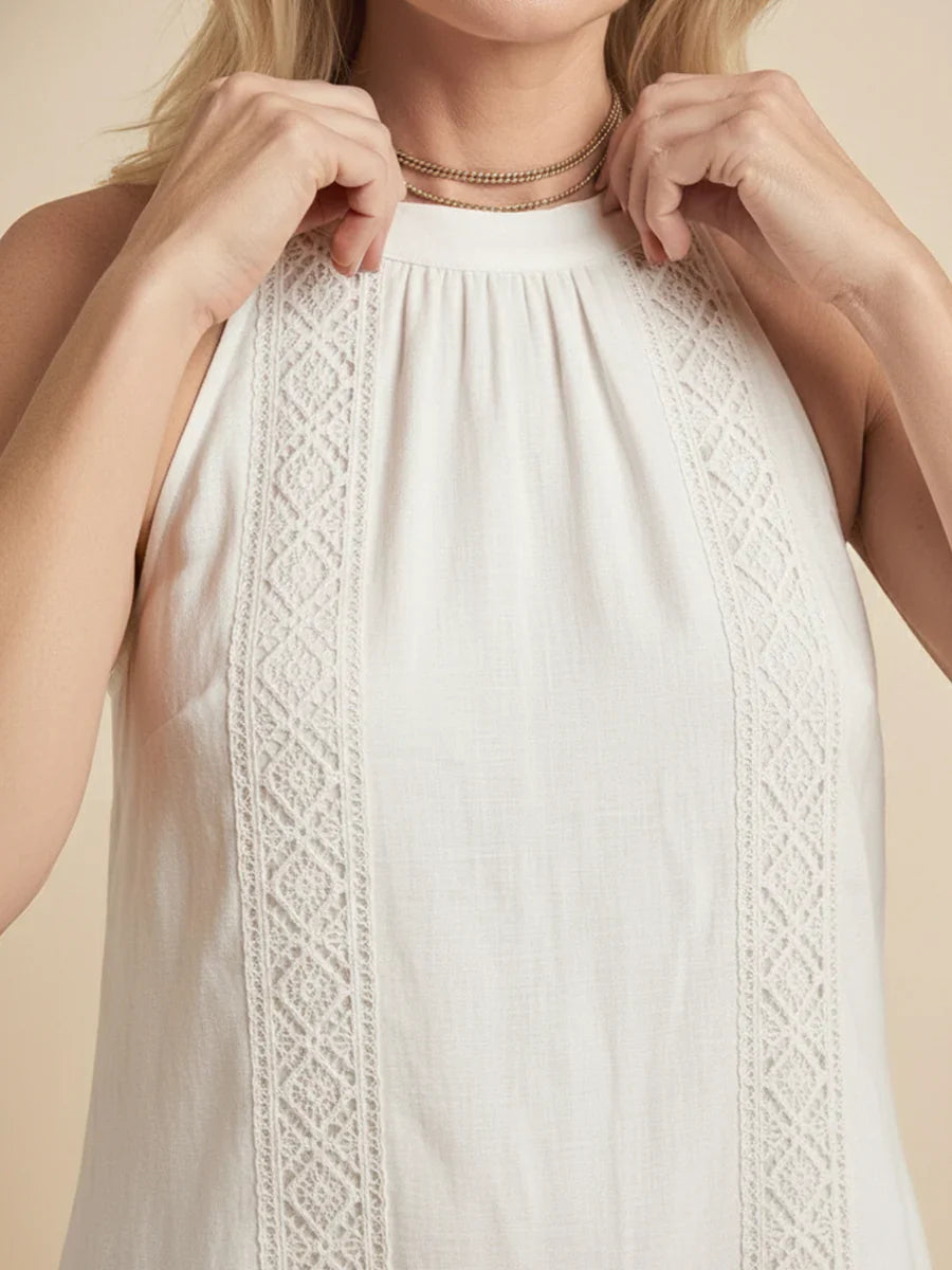 Jimena | Robe midi en lin à col mao