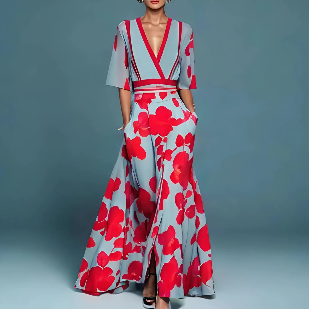 Valentina | Élégante robe longue à décolleté profond