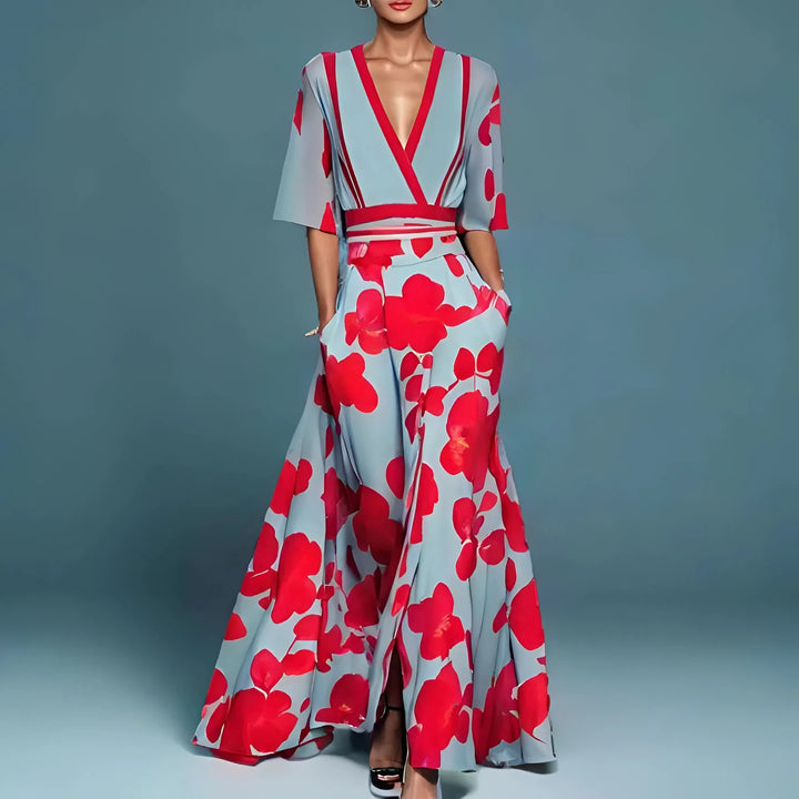 Valentina | Élégante robe longue à décolleté profond