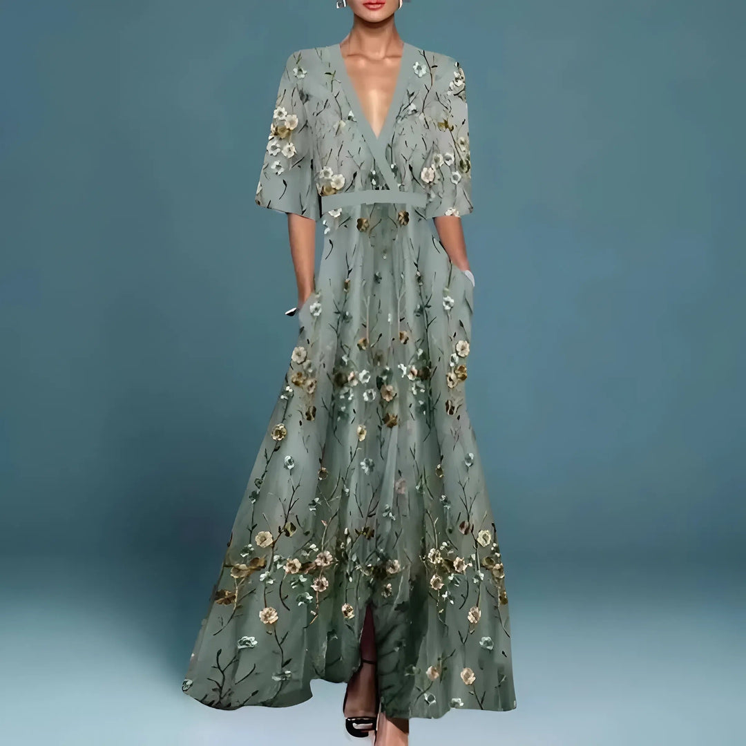 Valentina | Élégante robe longue à décolleté profond