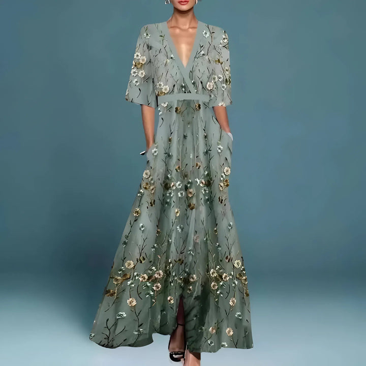 Valentina | Élégante robe longue à décolleté profond