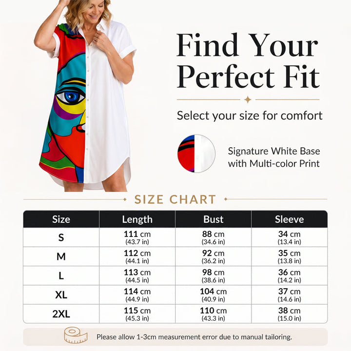 Robe-chemise imprimée pour femme, style portrait artistique