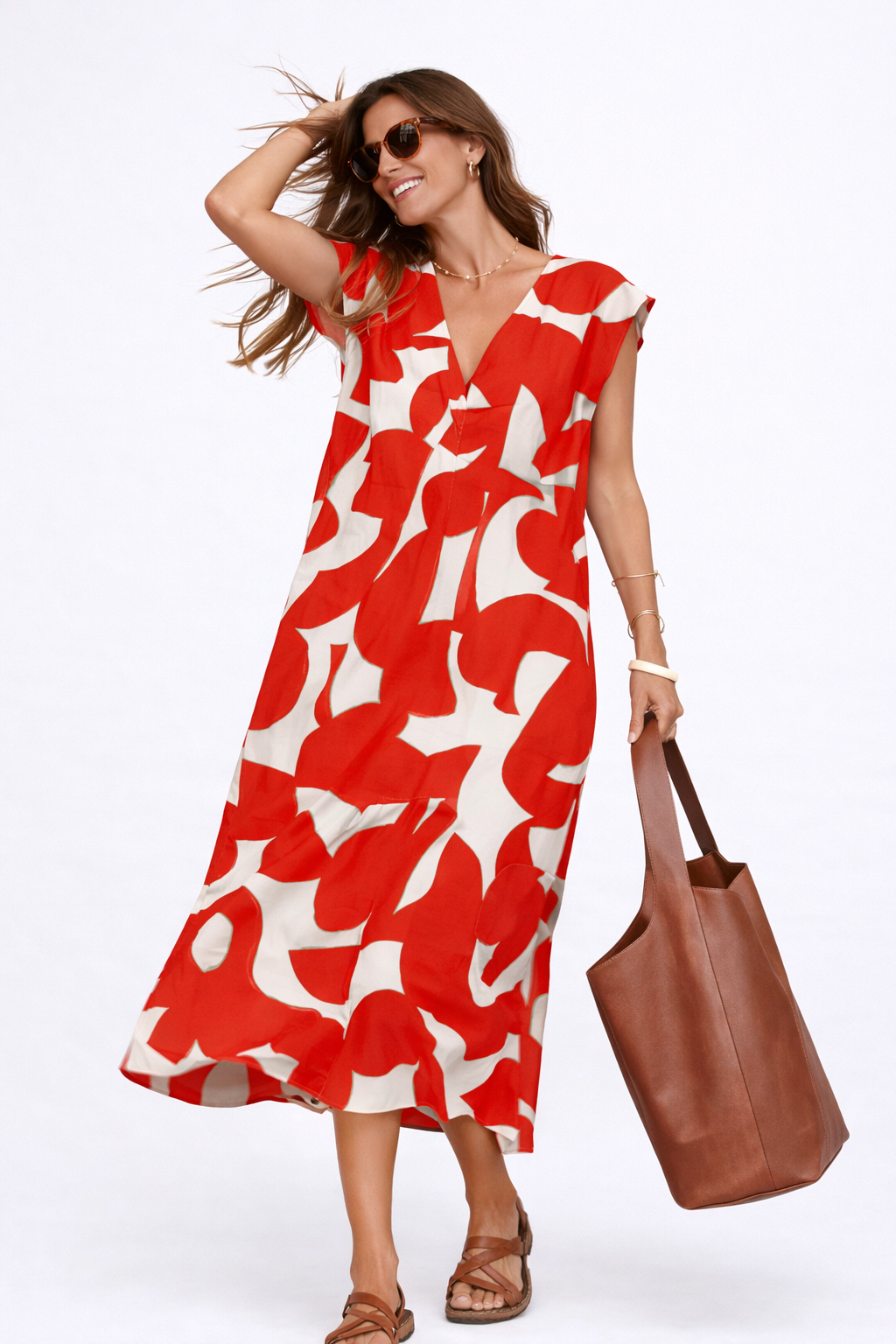 Camelia | Robe midi fluide à imprimé vibrant